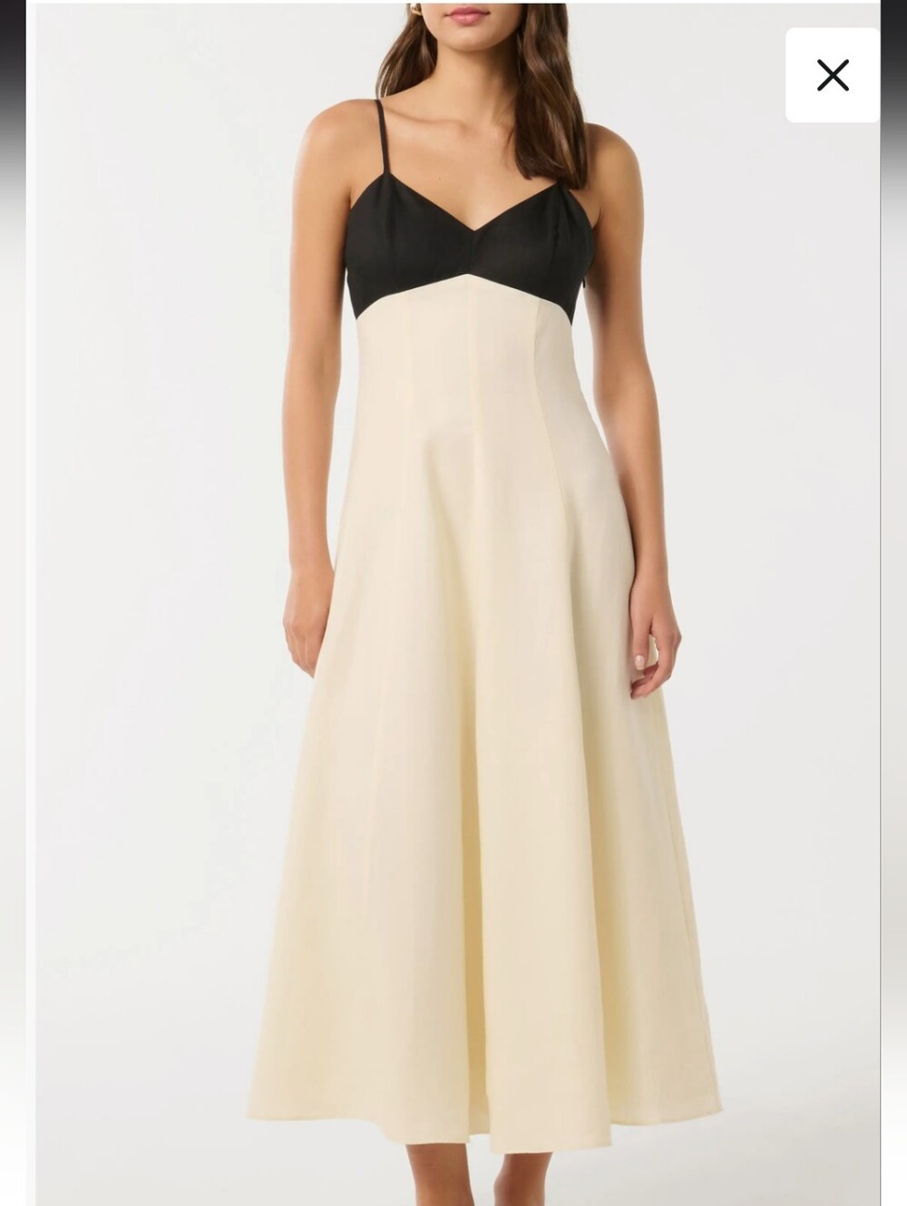 NWOT Japna Black and Cream Spaghetti Strap Maxi Dress